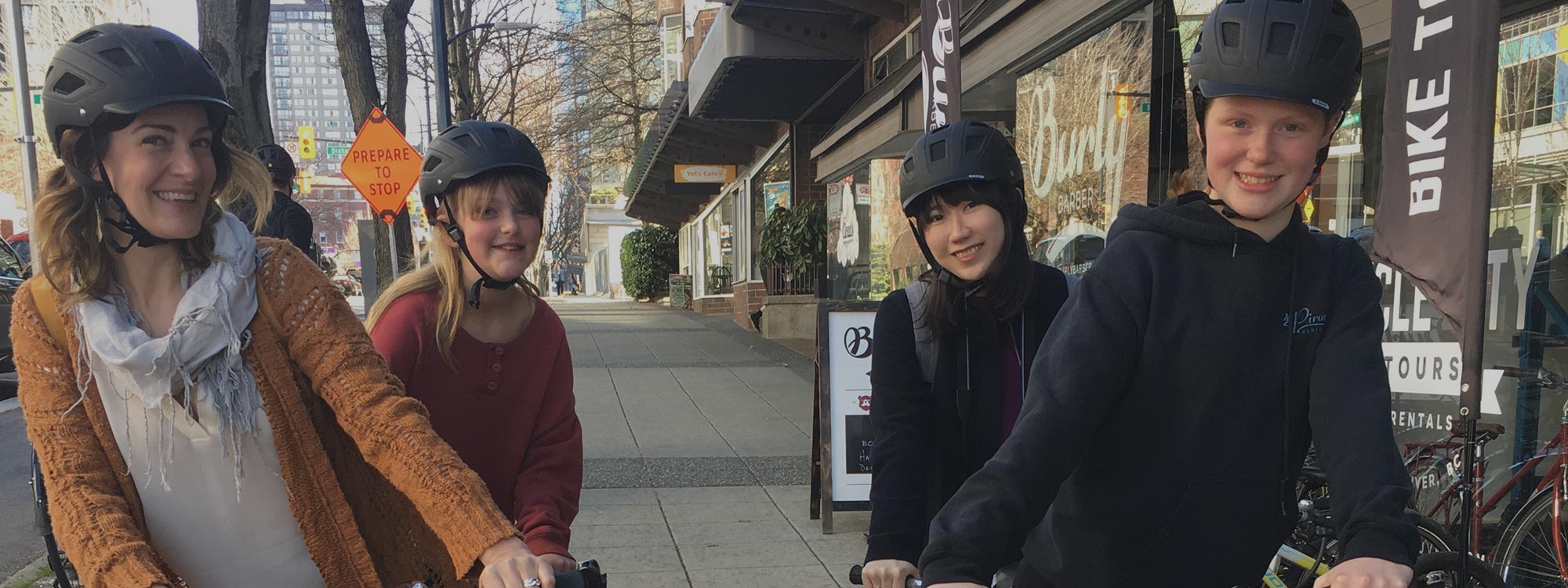 Homestay family and student, cycling