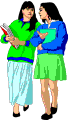 two women talking