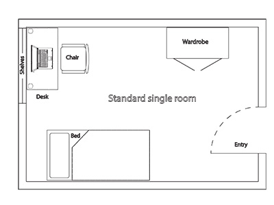 Sample dorm room floorplan