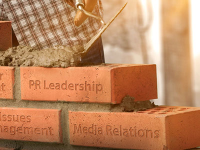 Bricks with PR courses written on them.