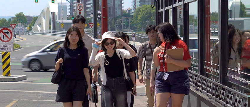 ELC Students walking downtown