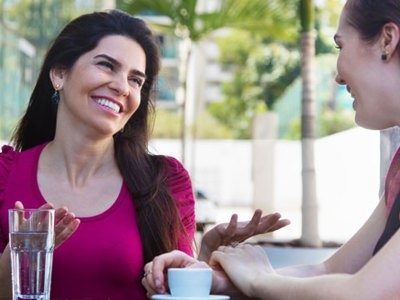 two women speaking