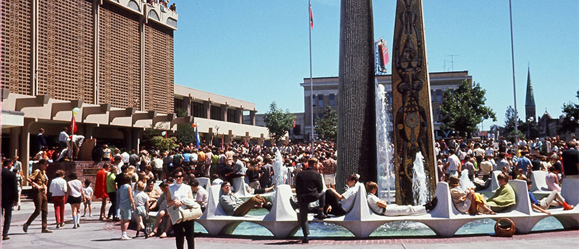 Photo of Centennial Squares in the 60s. 