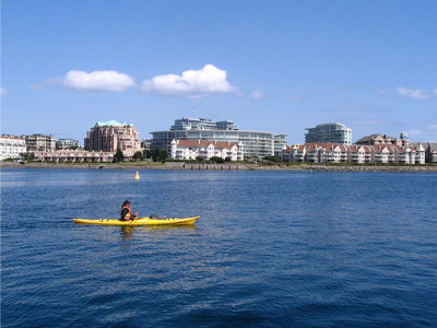 A kayak in the inner harbour at Victoria